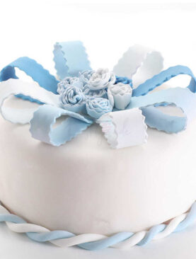 Blue Bow Fondant Cake